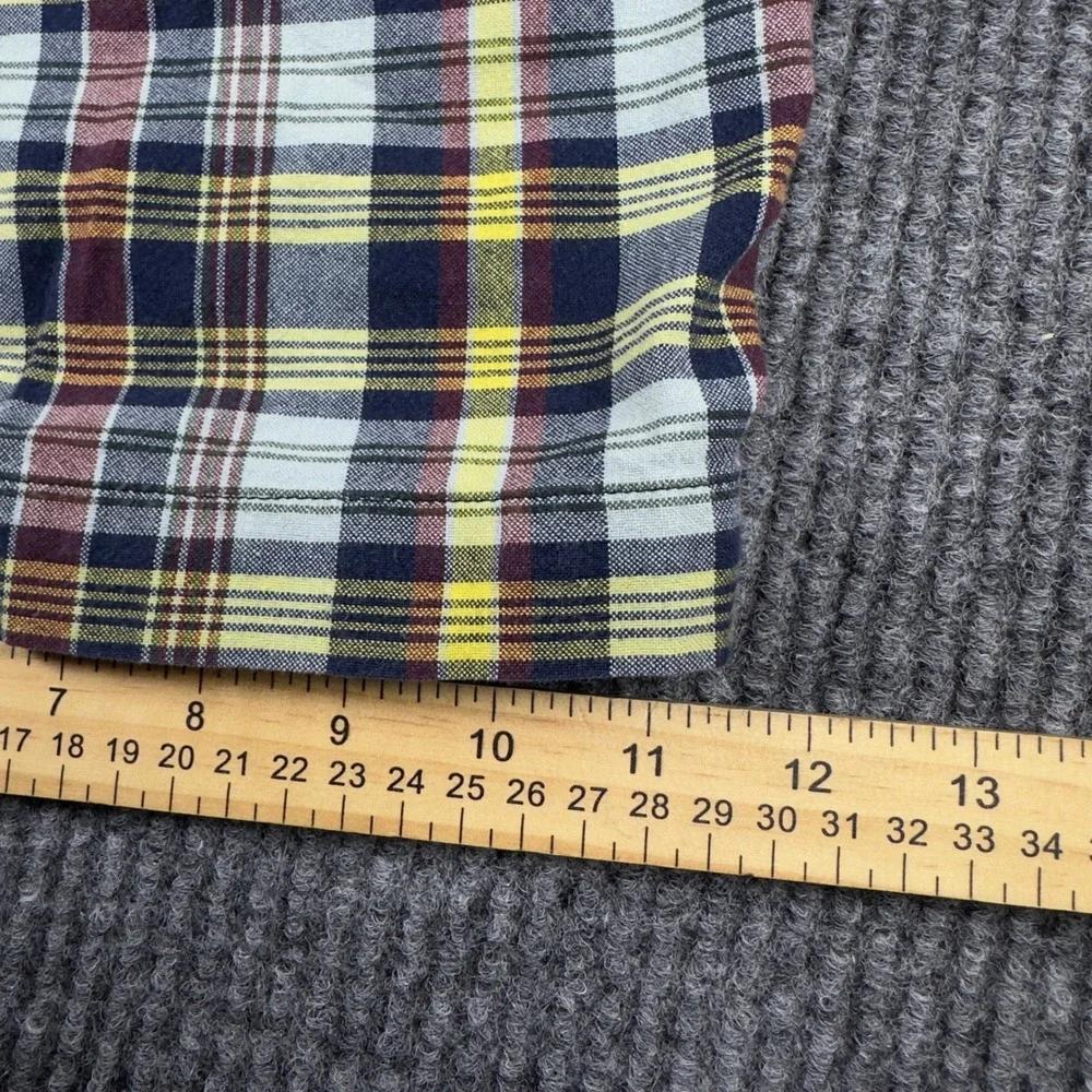 Brooks Brothers 346 Mens Plaid Cotton Chino Shorts Navy Yellow Burgundy‎ Size 42